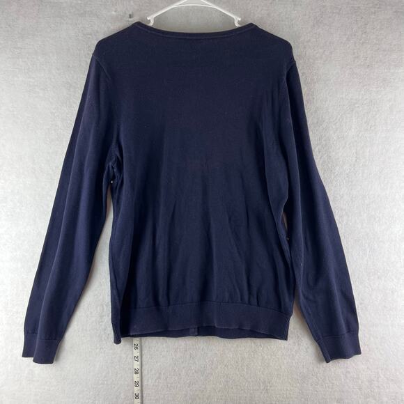 Talbots Button Up Sweater Cardigan Navy Blue Confetti Dots Classy Grandma Sz Lg - Picture 6 of 7
